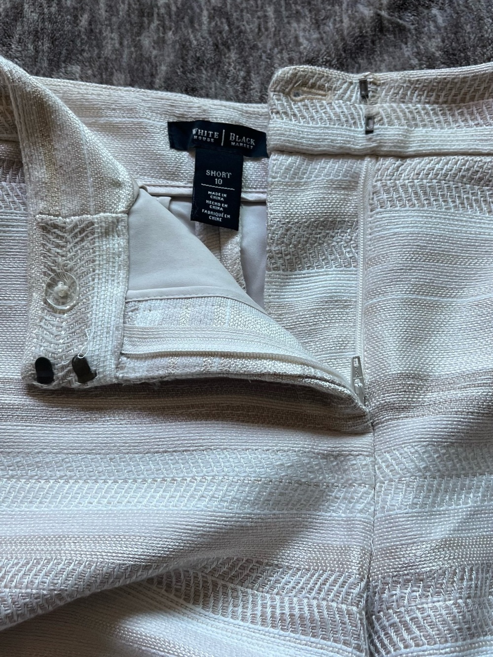 White House Black Market Cream High-Waist Knit Shorts